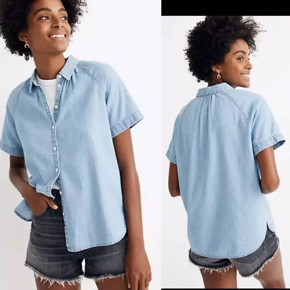 MADEWELL Denim Tidal Shirt in Dottie Wash-XXS